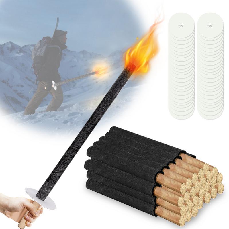 Lot De 50 Torches De Jardin En Cire - Longueur 42 Cm, Durée 45 Min - Avec Protège-main En Papier - Pour Fêtes, Camping