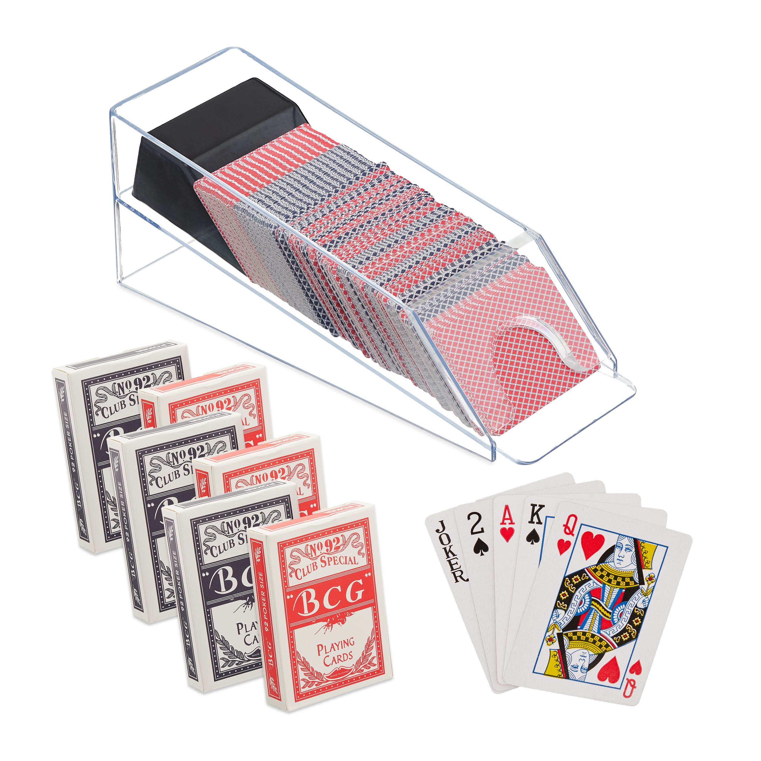Relaxdays Distributeur de cartes, avec 6 jeux, accessoire