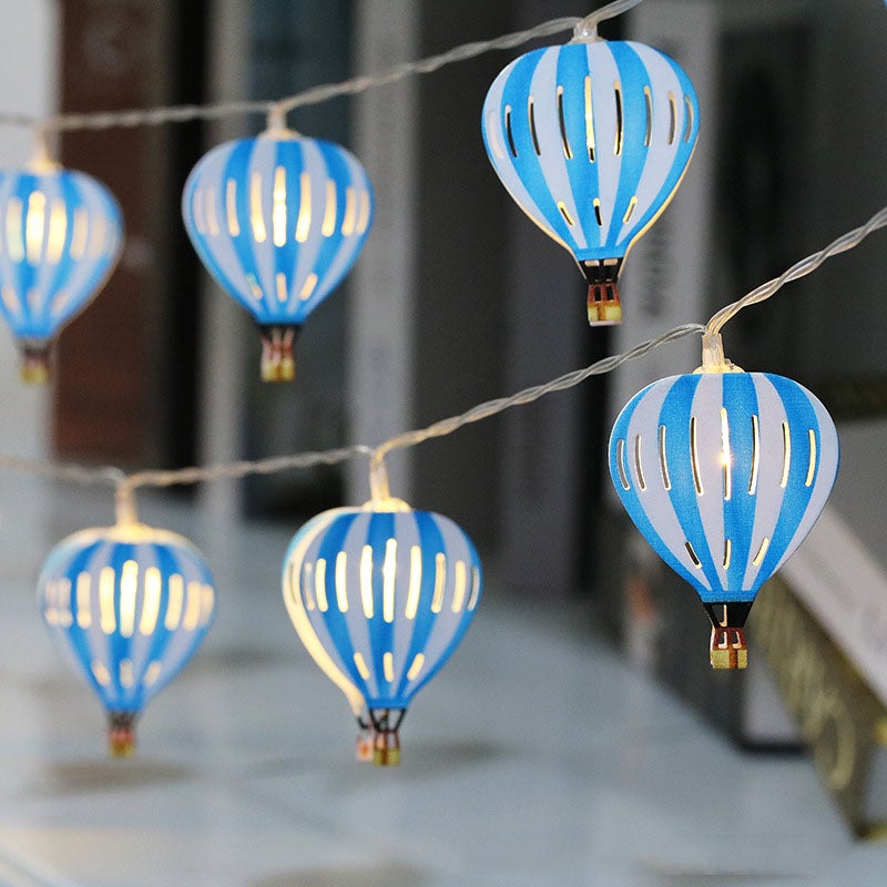 Guirlande lumineuse bleue de ballons à Air chaud, 20 LED, 3m, décorations  de fête d'anniversaire et de mariage, bannières lumineuses à piles