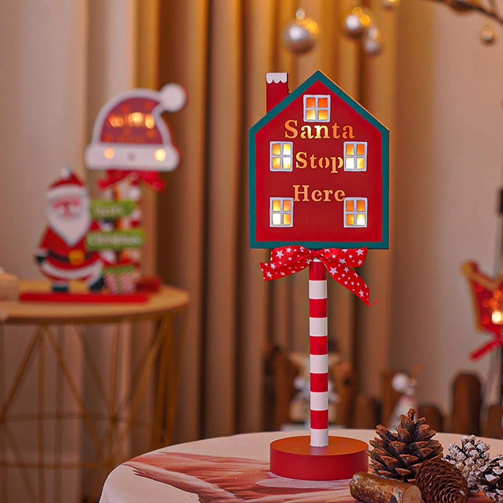 Nouvel An Décor Décoration De Noël 2023 Joyeux Noël Lettre Stop Panneaux En  Bois Veilleuse Navidad Cadeau De Noël Ornement De Noël
