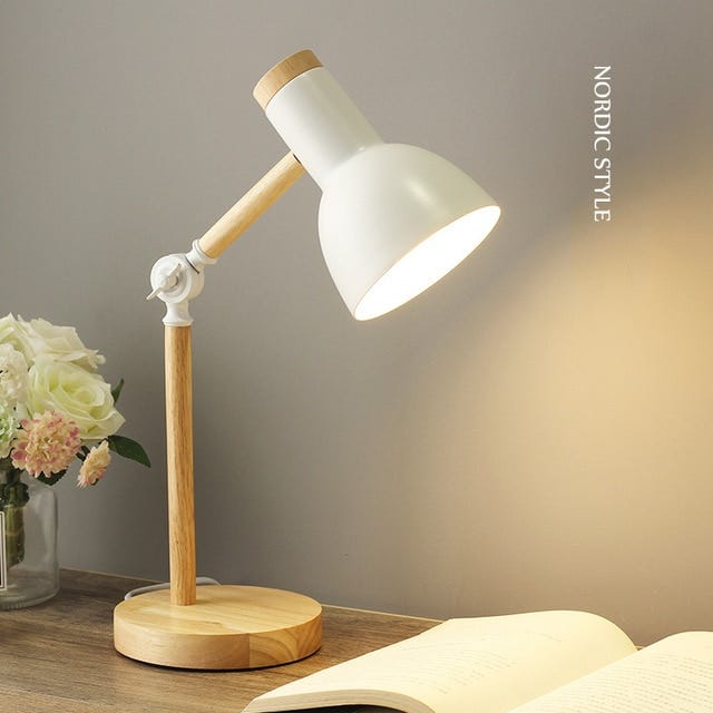 Lampe de Chevet de style Scandinave LED - ENKË, Blanc / Blanc chaud