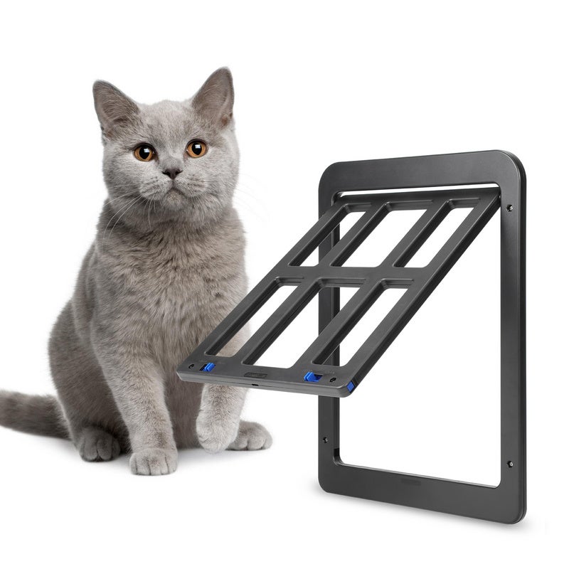 Puerta para mascotas Gatos Puerta flexible de mosquitera con cerradura  automática para mascotas gatos y perros pequeños, tamaño interior 26cm x  20cm
