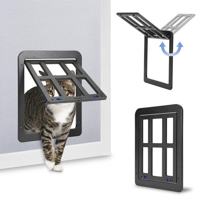 Puerta para mascotas para perros Gatos Puerta de mosquitera flexible con  cerradura automática, tamaño interior 26cm x 20cm