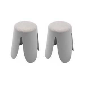 Tabouret carré enfant en coton bouclettes