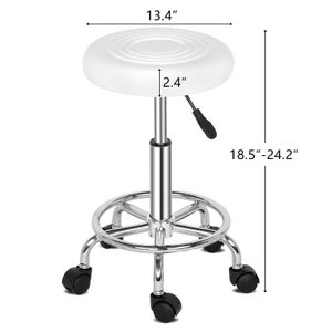 Tabouret à roulettes et dossier Tabouret haut réglable en hauteur 82,5-96  cm avec établi en simili cuir blanc