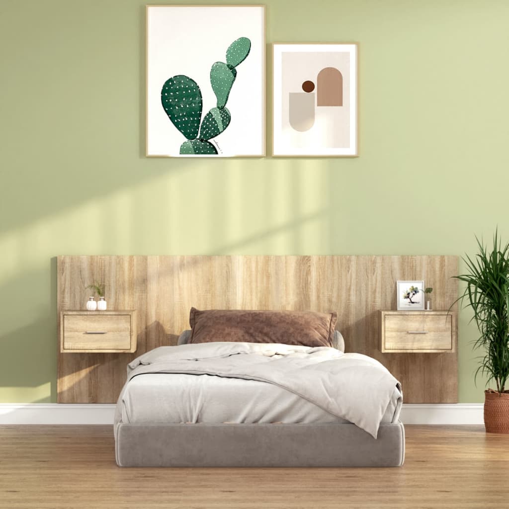 Maison Exclusive Cabecero de cama con mesitas madera contrachapada roble  SoMaison Exclusive