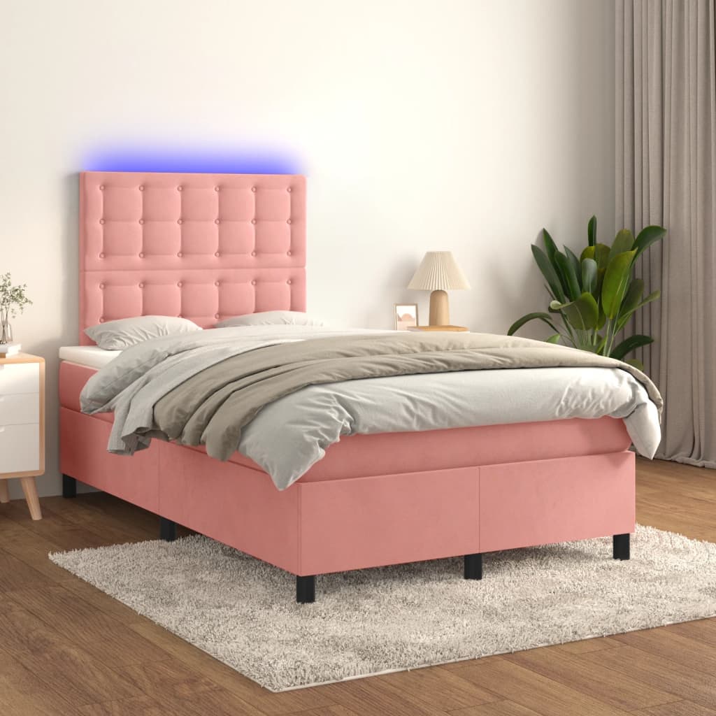 Maison Exclusive - Letto a Molle con Materasso e LED Rosa 120x200 cm in  Velluto