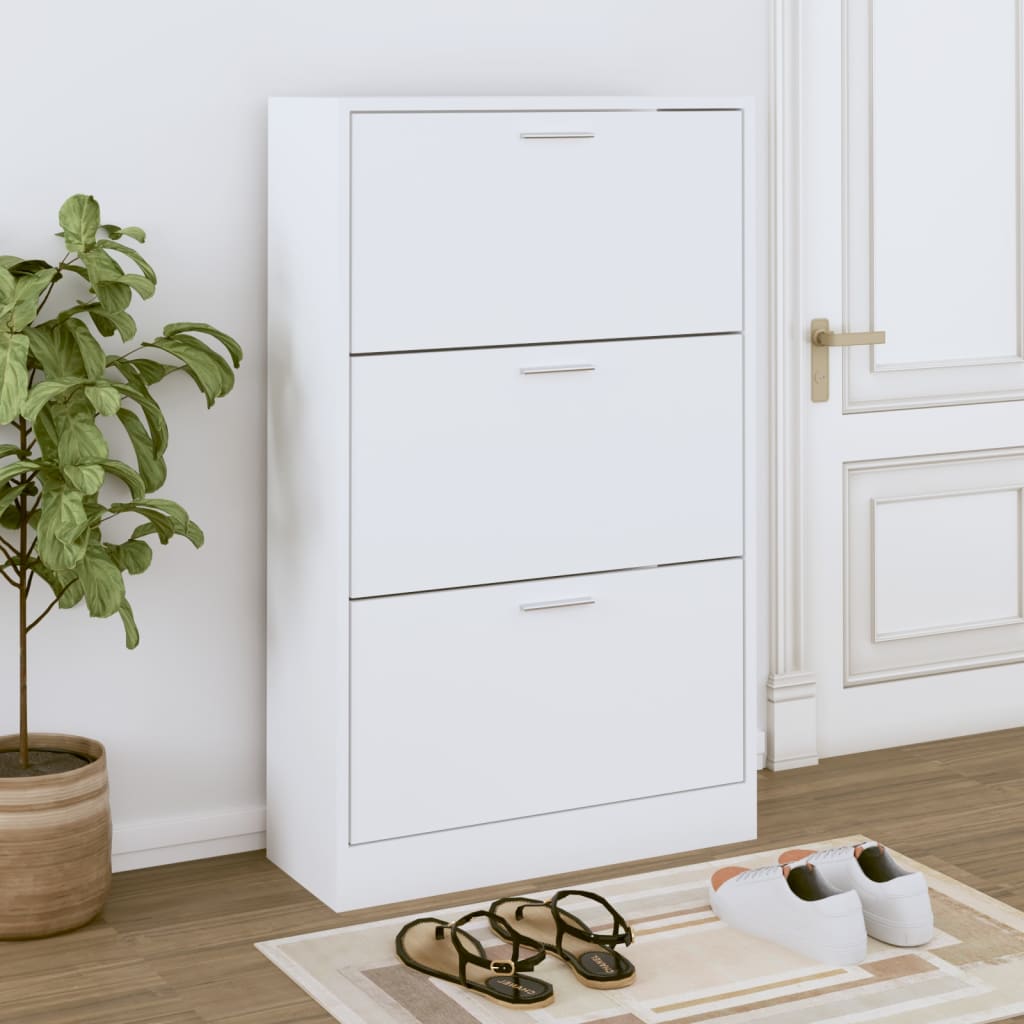 Maison Exclusive Mueble zapatero madera contrachapada blanco 40x36x105 cm