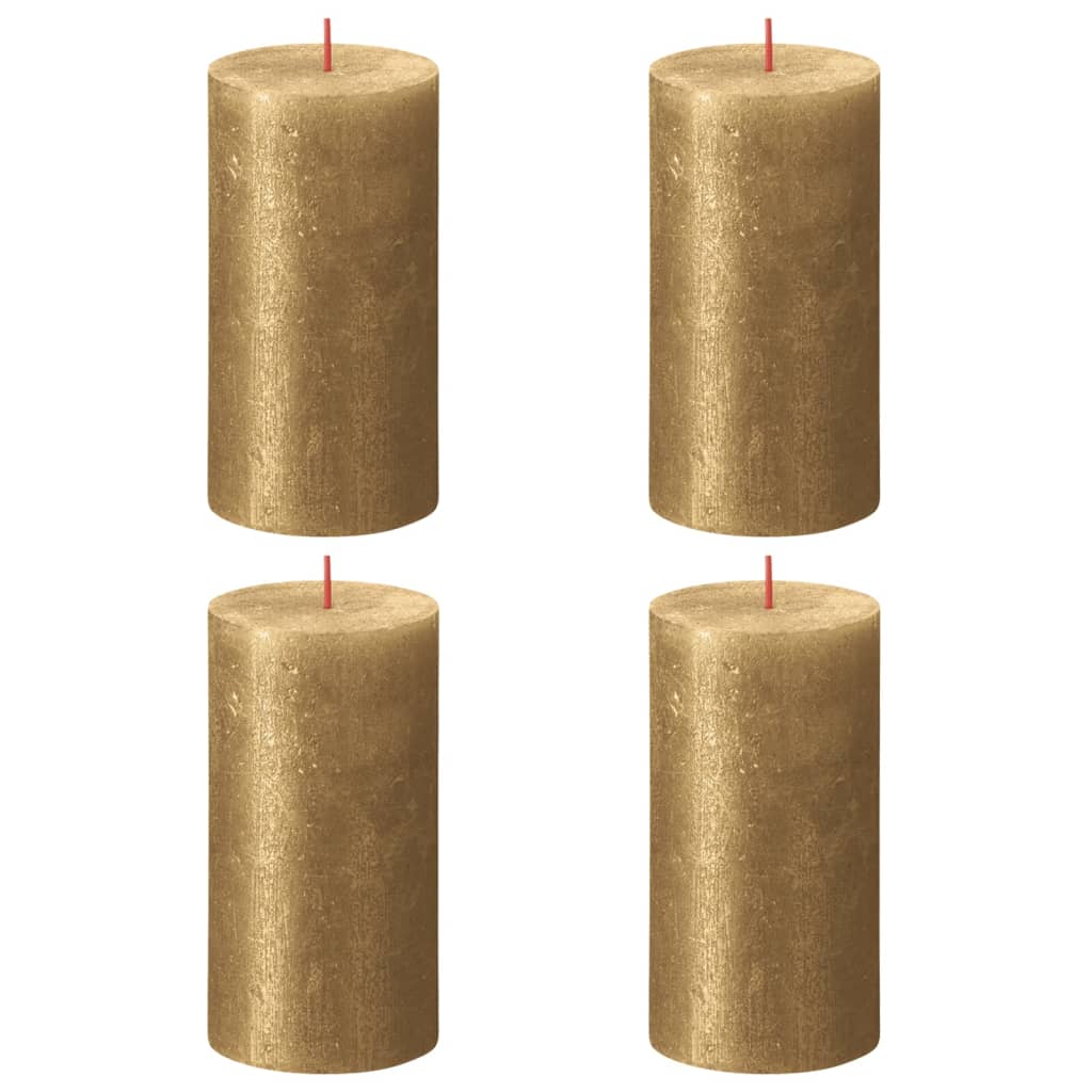 Bolsius Candele Rustiche Colonna Shine 4 pz 130x68 mm Giallo Favo