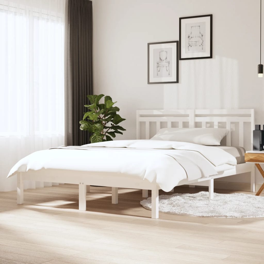 Maison Exclusive Estructura de cama madera maciza blanco 150x200