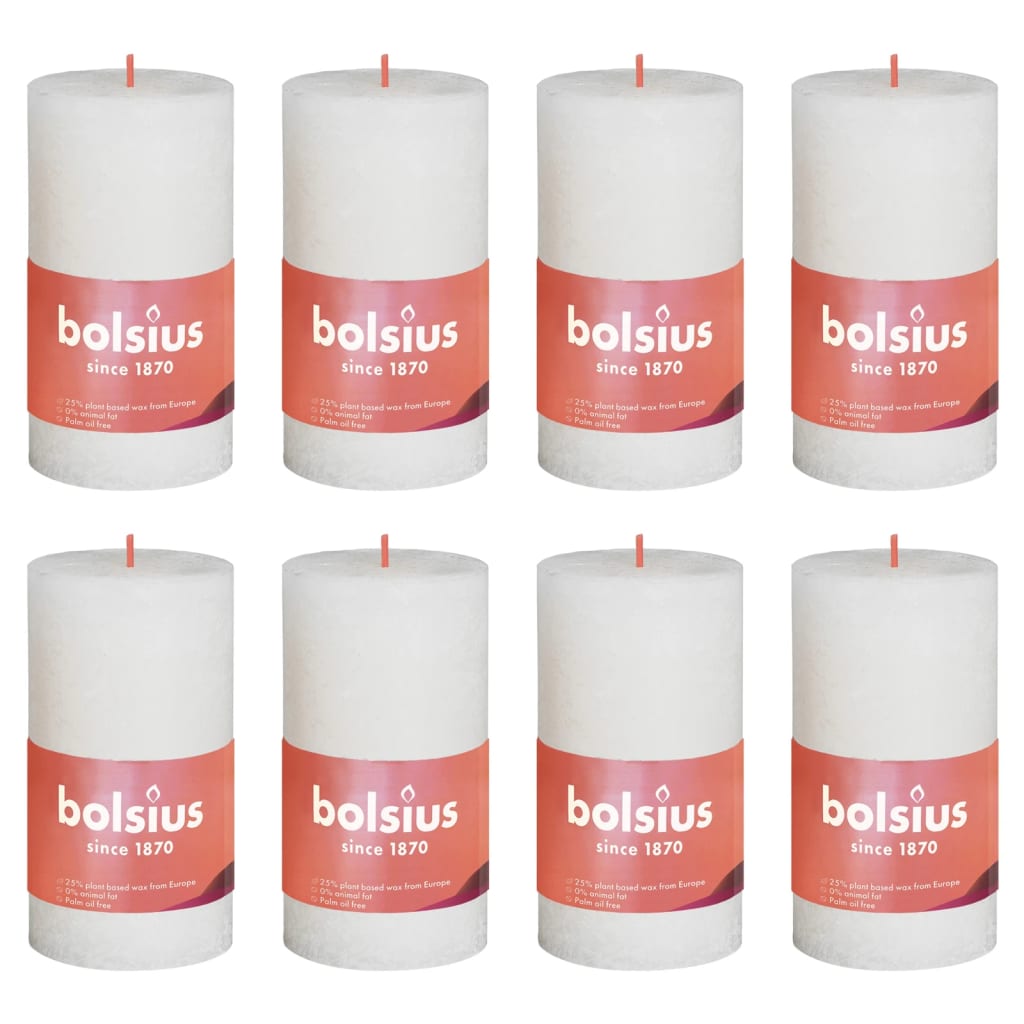 Bolsius Candele Rustiche a Colonna Shine 4 pz 130x68 mm Bianco