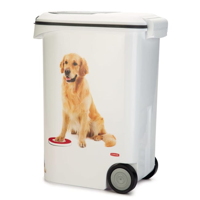 Contenedor para pienso perros con ruedas 20kg 54 litros