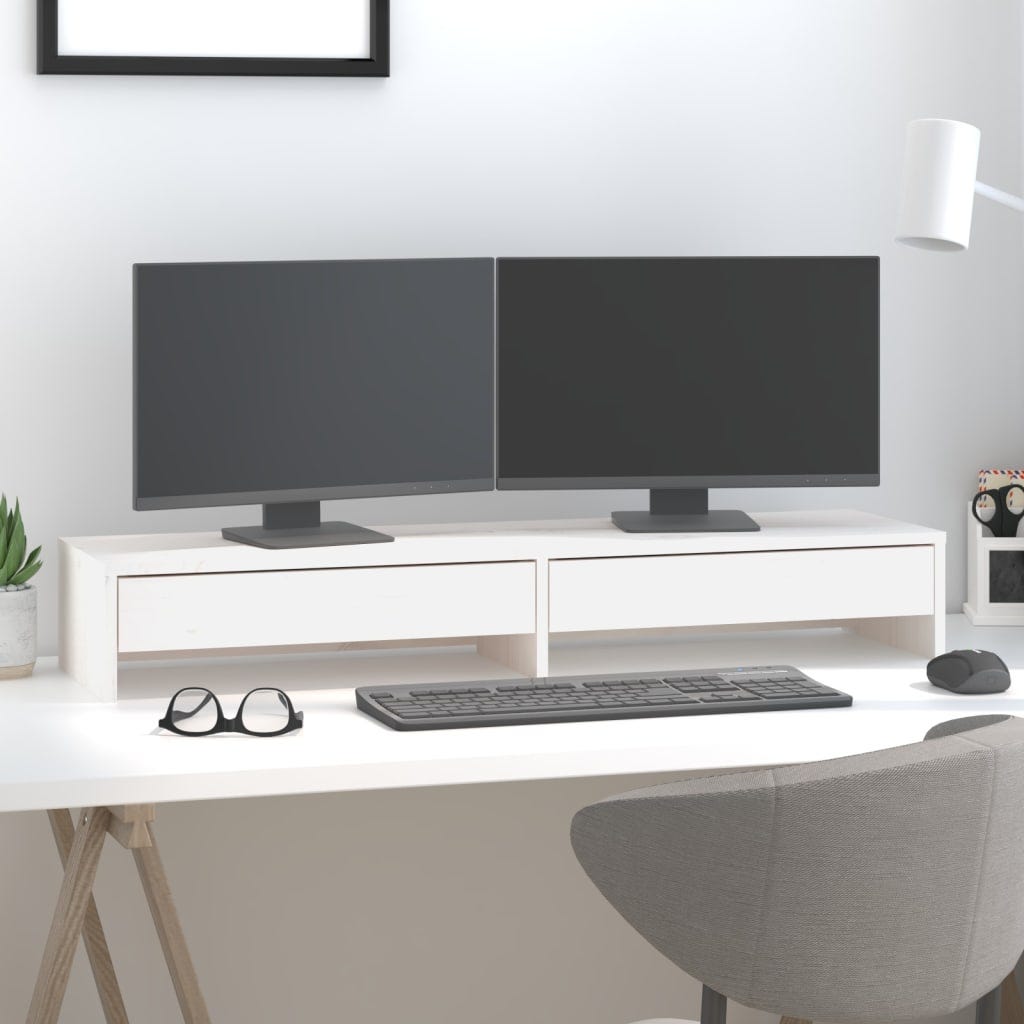 Maison Exclusive Soporte de monitor madera maciza de pino blanco 100x27x15  cm