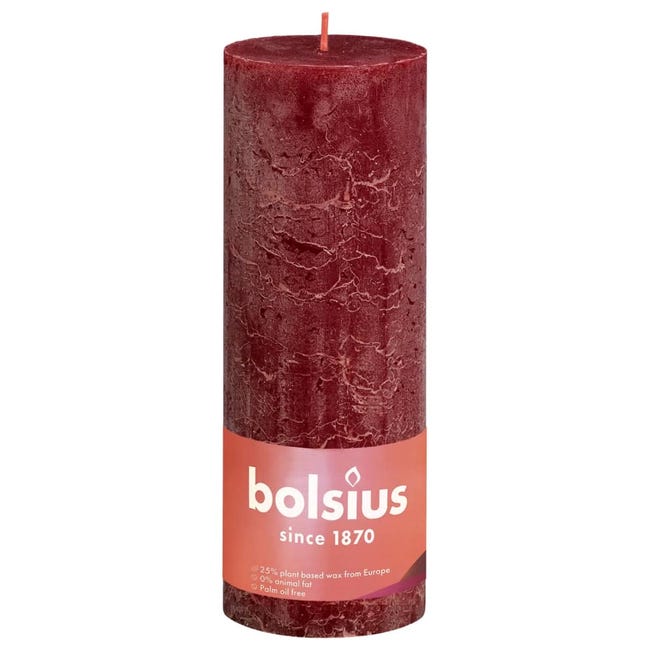 Bougie pilier cire végétale colorée - Rouge - 2 formats