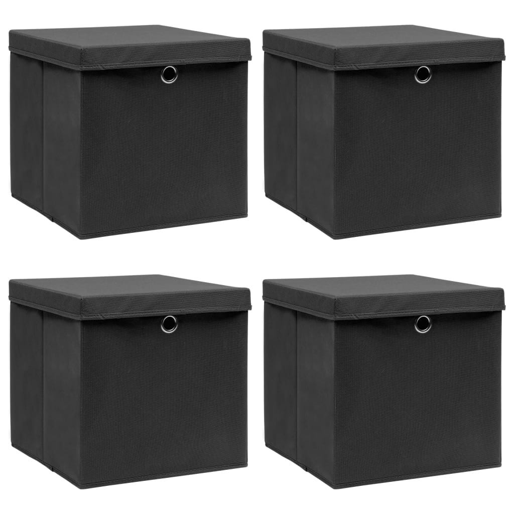 Boîtes de rangement avec couvercles 4 pcs, meuble de rangement
