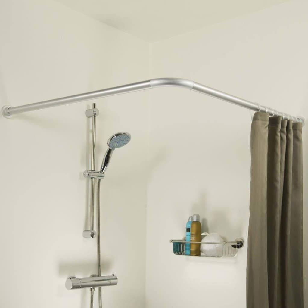 Chrome Shower Curtain Rail Adjustable U L Shape Corner Shower Curtain Pole Track