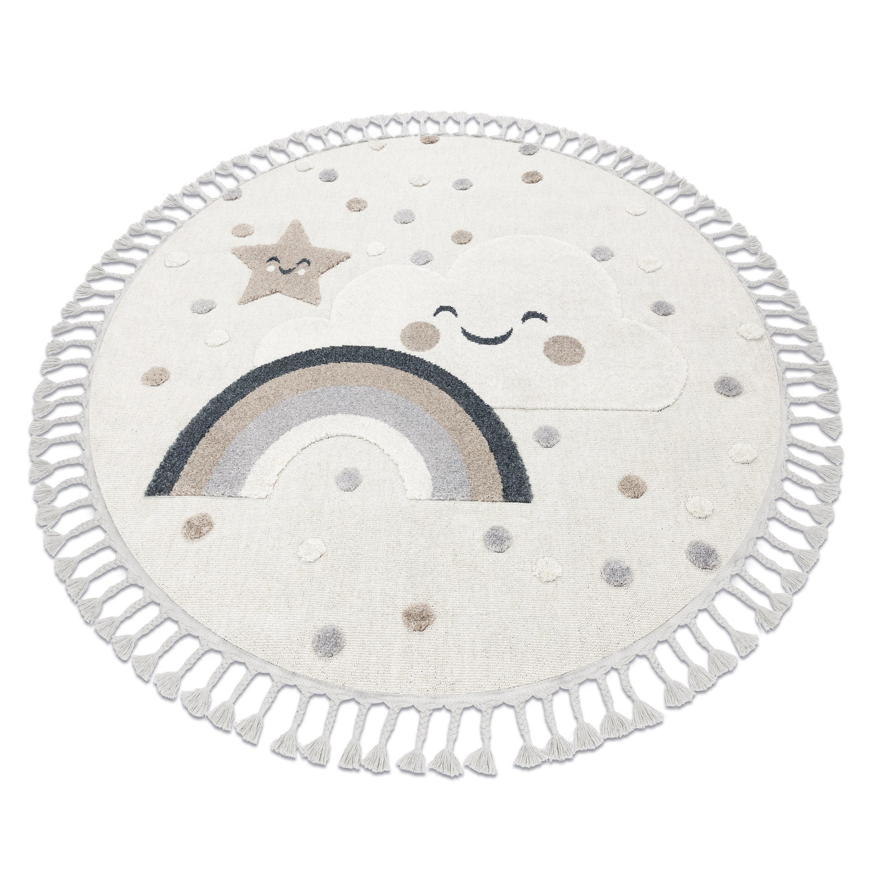 Tappeto YOYO EY80 cerchio bianco / beige - Volpe per bambini