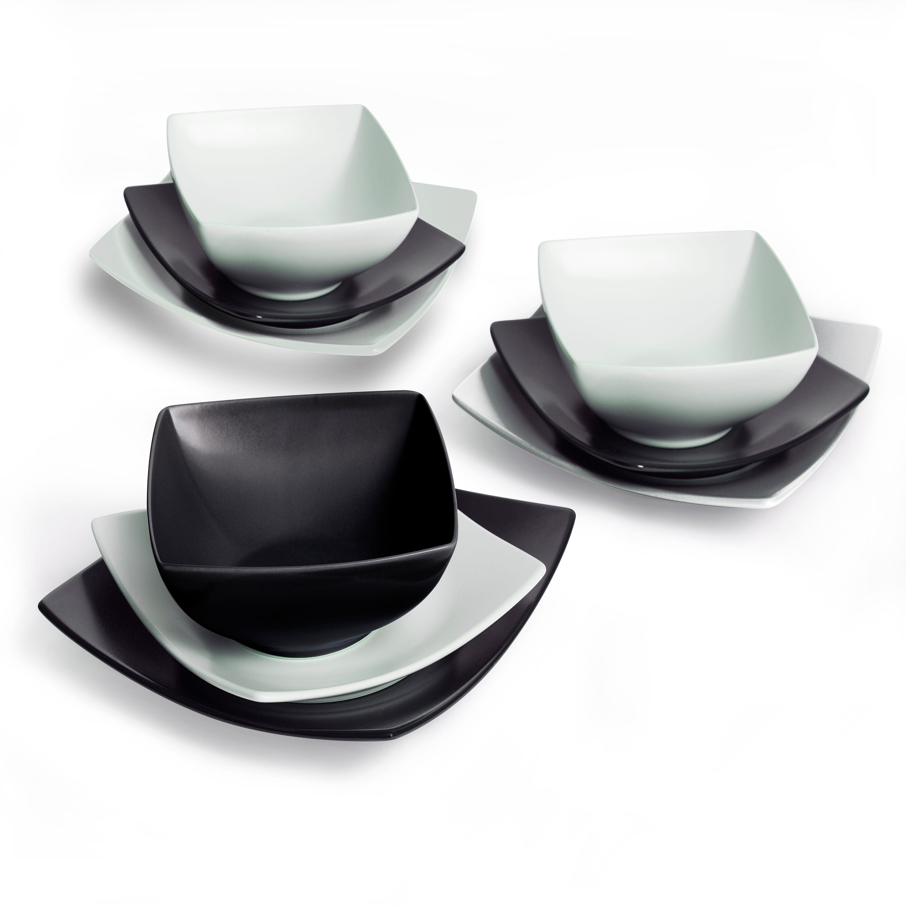 Excelsa servizio 18 piatti Eclipse ceramica bianco e nero