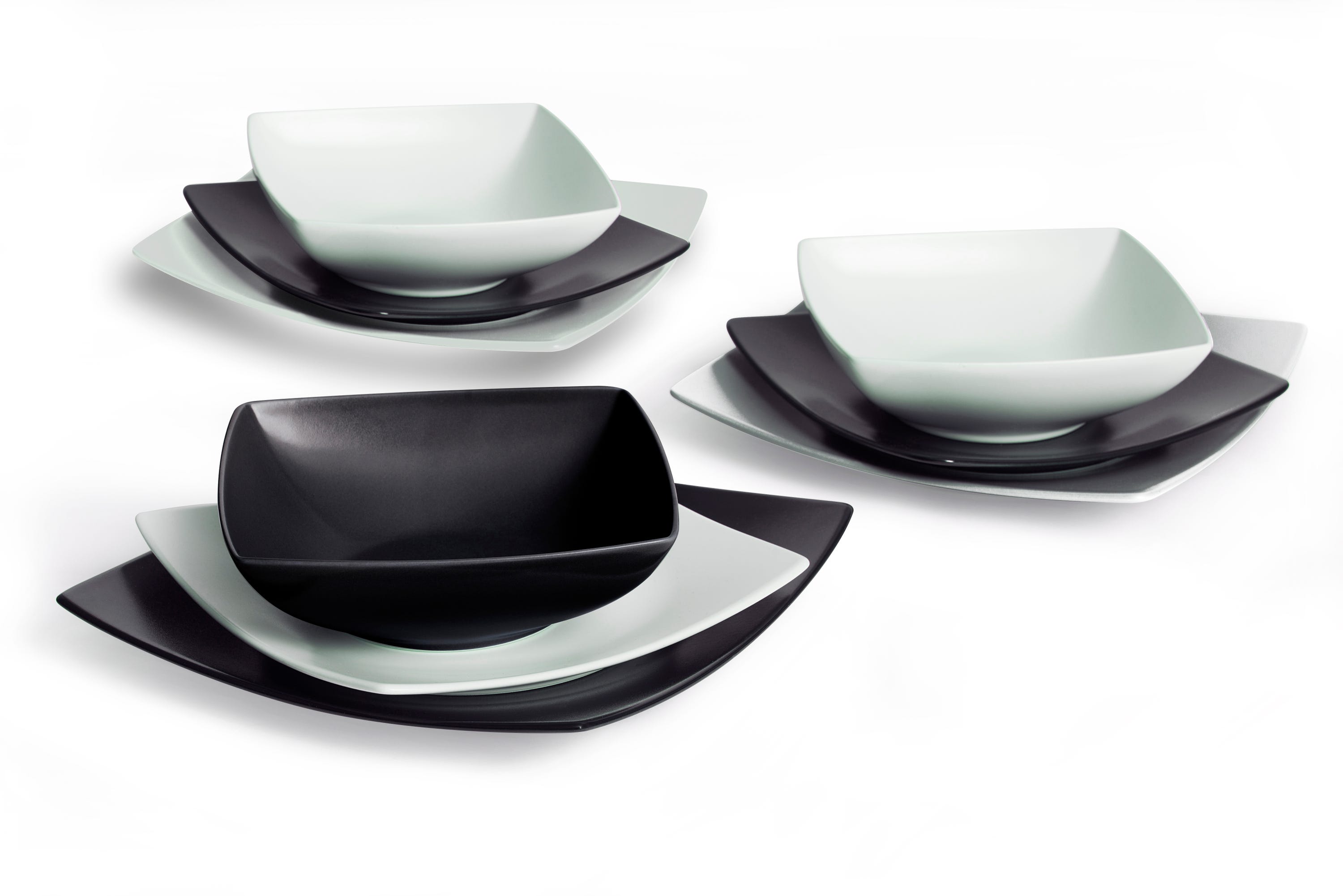 Excelsa servizio 18 piatti Eclipse ceramica bianco e nero