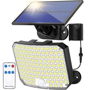 Lampe solaire d'extérieur avec détecteur de mouvement, 56 LED, lampe solaire  d'extérieur, détecteur jour/nuit, IP65 étanche, angle d'éclairage de 120°,  1 pièce - Noir