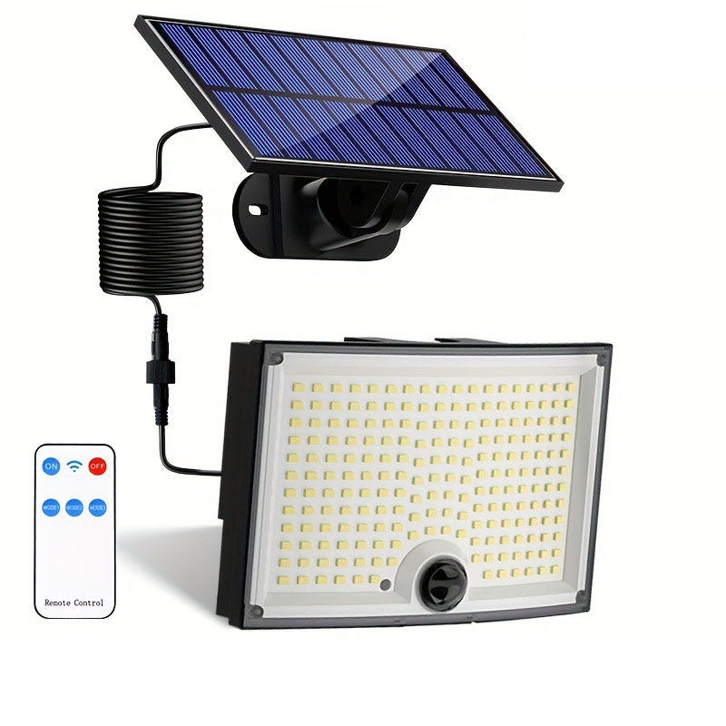 Paquet de 2 lumières solaires extérieures, 3500LM 202 lumières d'inondation  solaires de capteur de mouvement de LED, 3 Modes/télécommande