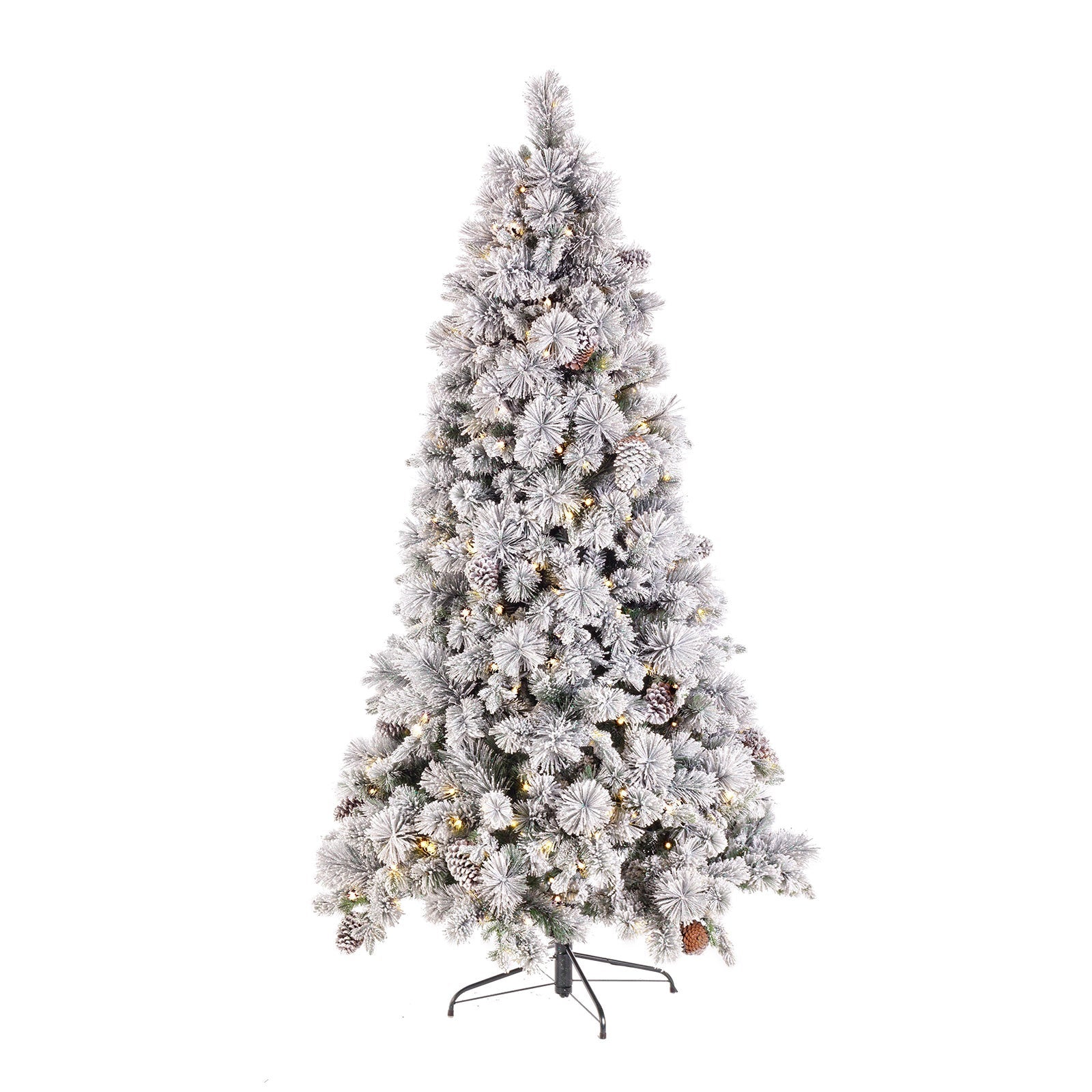 Albero di natale illuminato ed innevato Garlenda con glitter e luci led  integrati / 210 cm