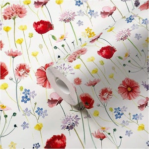 Papier peint vinyle adhésif fleurs vintage multicolore 50x300 cm FLOWERS