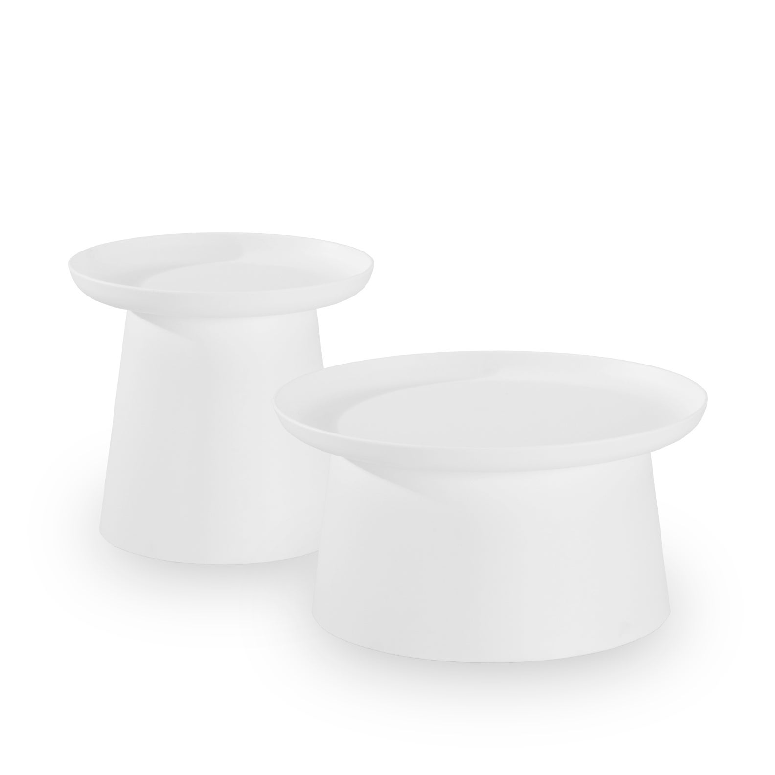 Conjunto de jardín 2 mesas redondas auxiliares polipropileno blanco 50 y 70 cm - murano