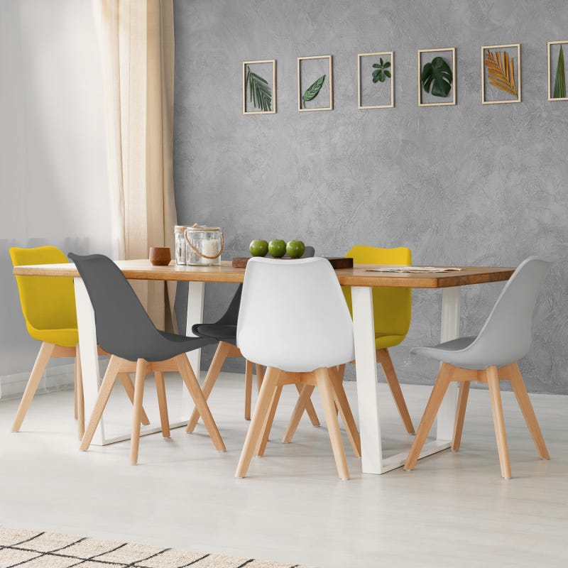 IDMarket - Lot de 4 chaises scandinaves SARA Mix Color Gris foncé, Gris  Clair, Blanc et Bleu : : Cuisine et Maison