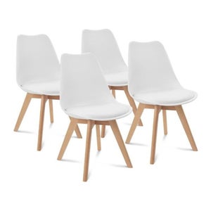 Lot de 4 chaises mandy blanches pour salle à manger - Conforama