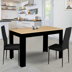Table pliable bois pas cher noire et plateau façon hêtre - EDI