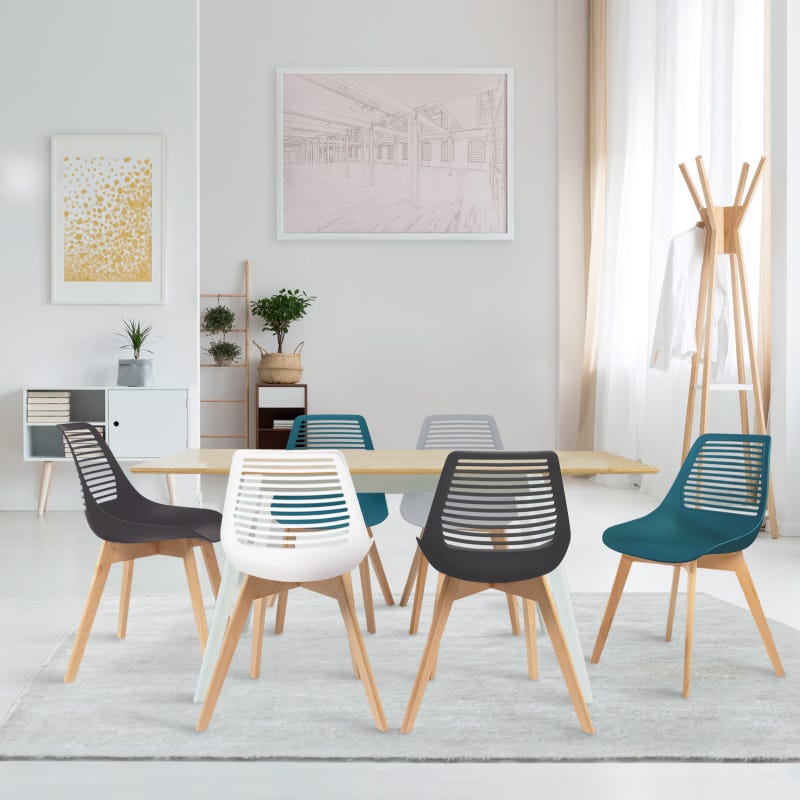 IDMarket - Lot de 6 chaises scandinaves SARA Gris foncé, Gris