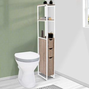 RELOVE Etagère de Salle Bain, Meuble Rangement au-Dessus des Toilettes WC  avec 3 tablettes, étagères (157 * 55 26cm (Blanc)), (YS136100)