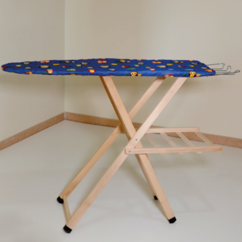 Asse Da Stiro In Legno Noce - Piano 118x34 Cm, Con Griglia E Telo - Foto 4