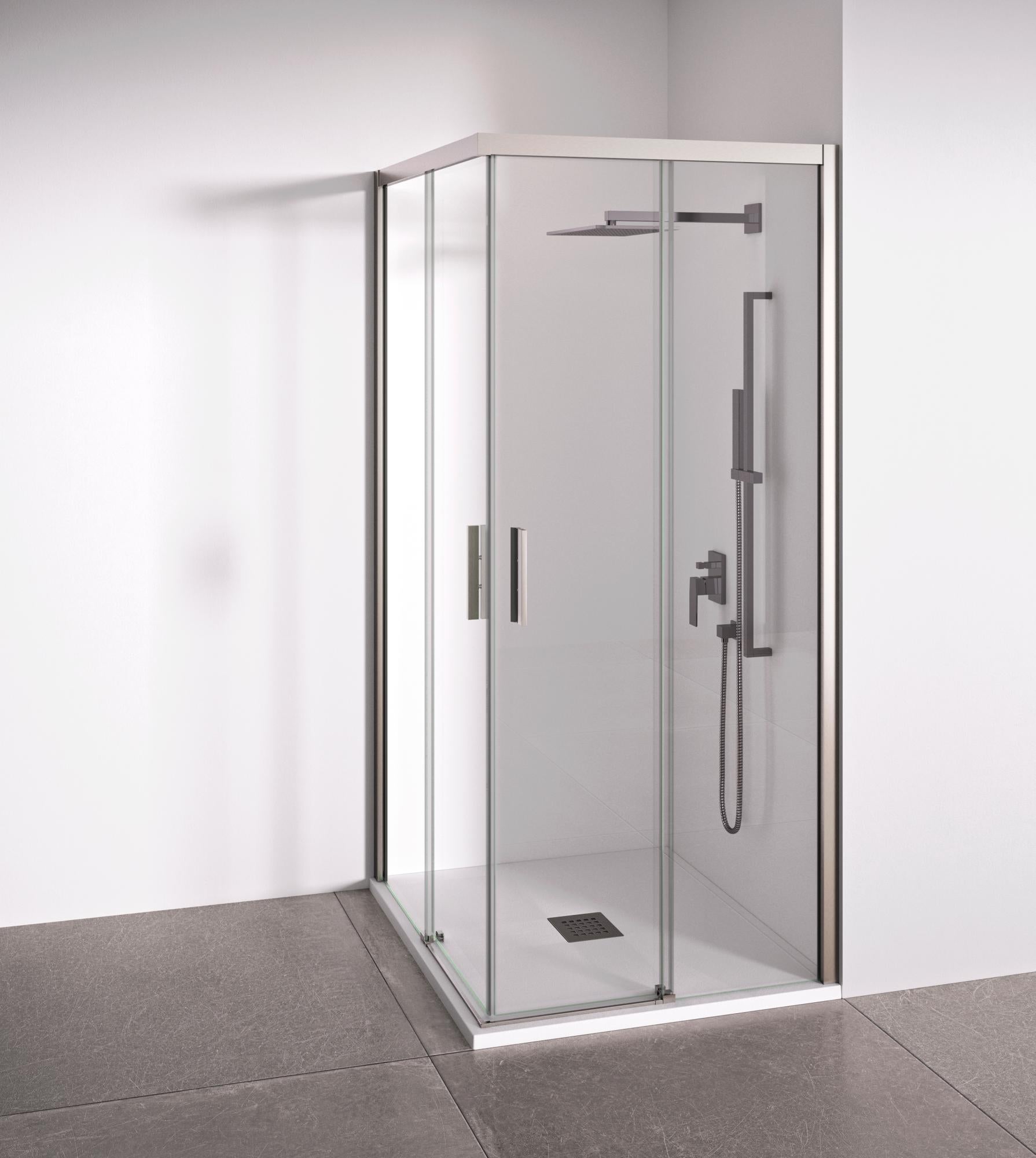 BELLOBATH - Mampara de ducha angular 2 correderas + 2 fijos - Cristal ...