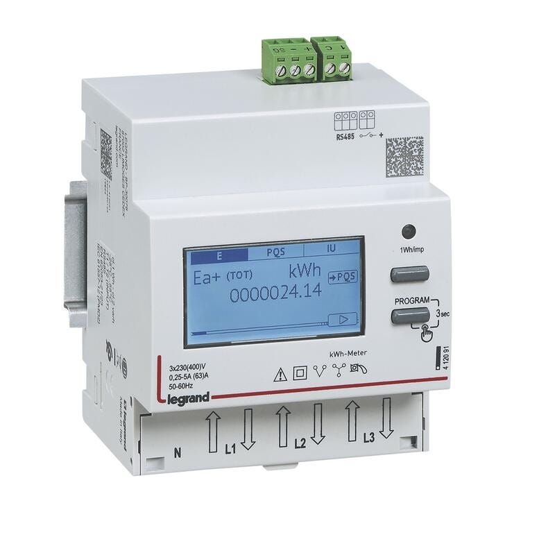 Compteur d'énergie modulaire monophasé 230V - 63A Acti9 iEM, SCHNEIDER  ELECTRIC