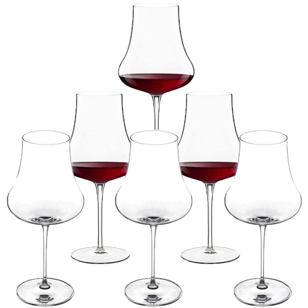Calici per degustazione di vino rosso set da 6 bicchieri in cristallo  scatolo regalo somelier da hotel ristorante tavola casa