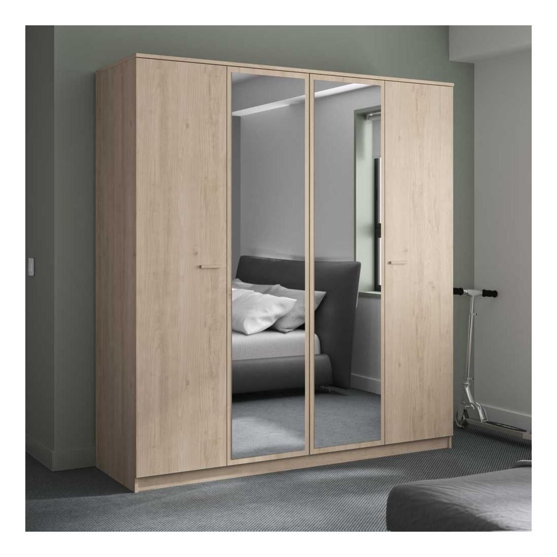 Armoire 4 portes 2 miroirs Chêne blond MAILLE Leroy Merlin