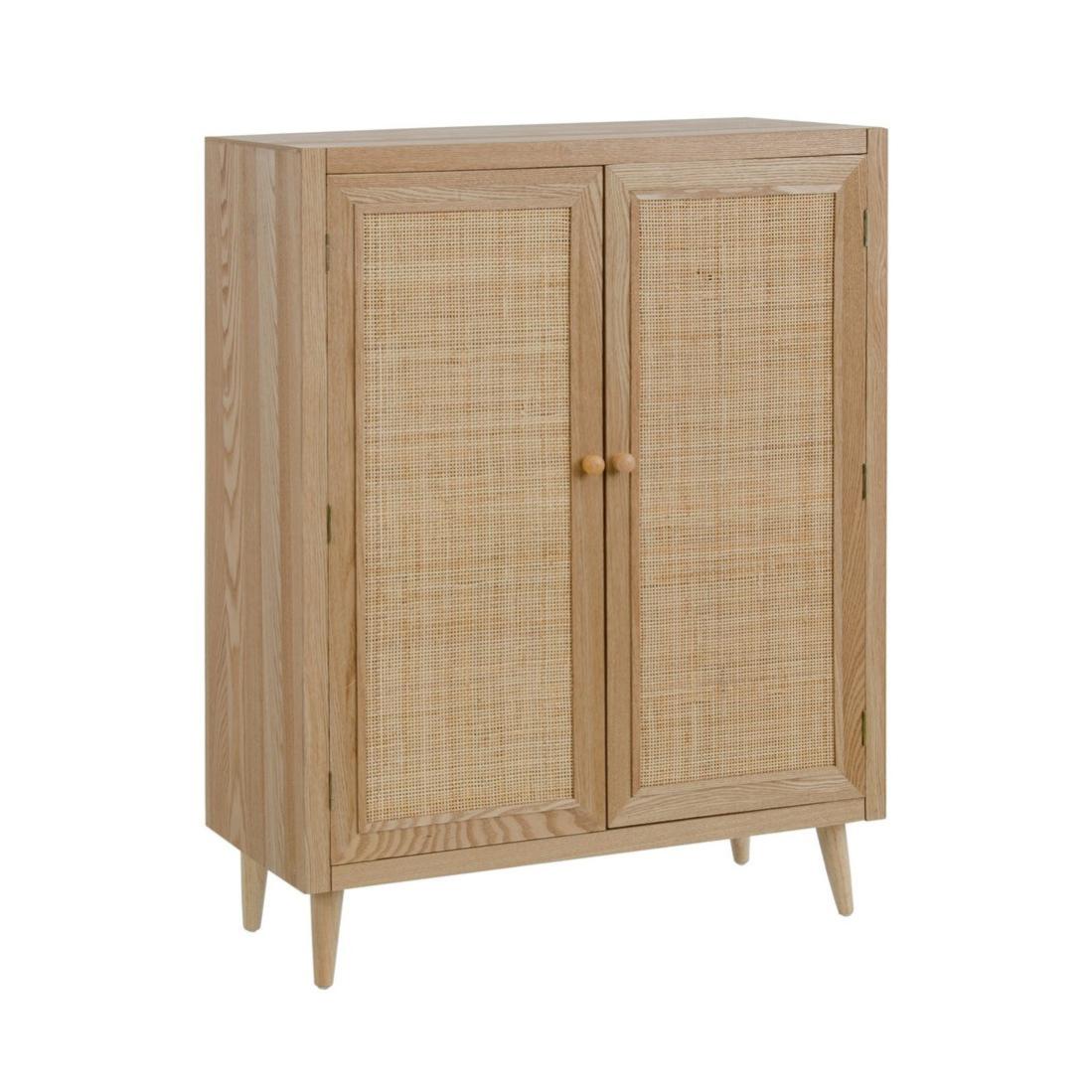 Armoire de salon 2 portes Bois naturel/Rotin - NOLIMP | Leroy Merlin