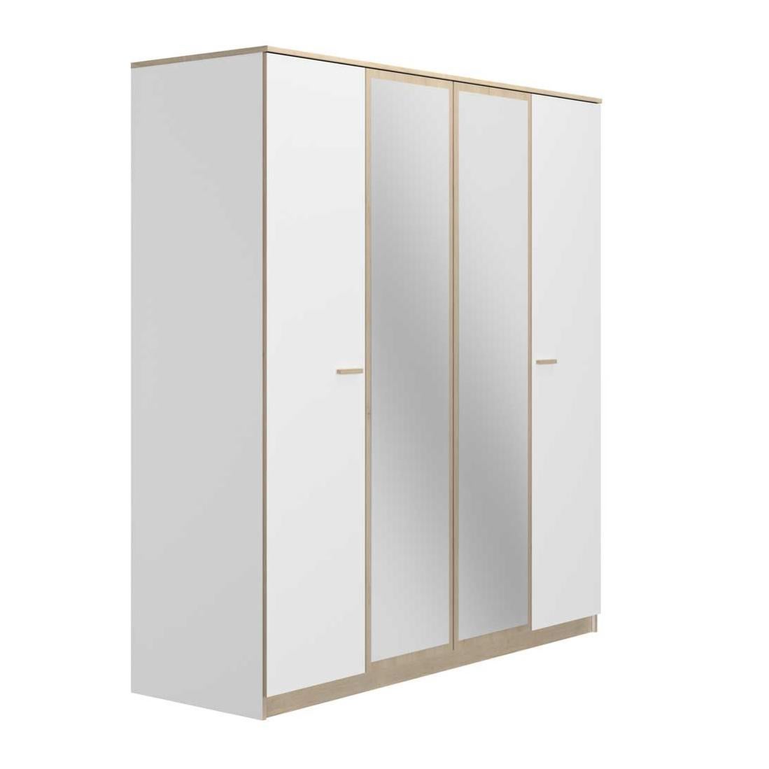 Armoire 4 portes 2 miroirs Blanc/Chêne blond MAILLE Leroy Merlin