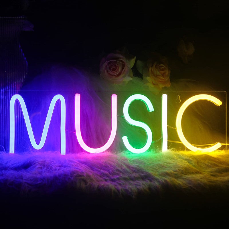 Neon Light Music Enseigne Au Néon Pour La Décoration Murale Lettres  Colorées Néons Signe Musique Mot LED Néon Pour Chambre Salle De Jeux Club  Bar
