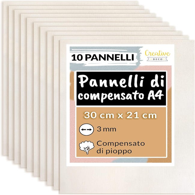 Creative Deco 10 x A4 Pannelli in Legno Compensato
