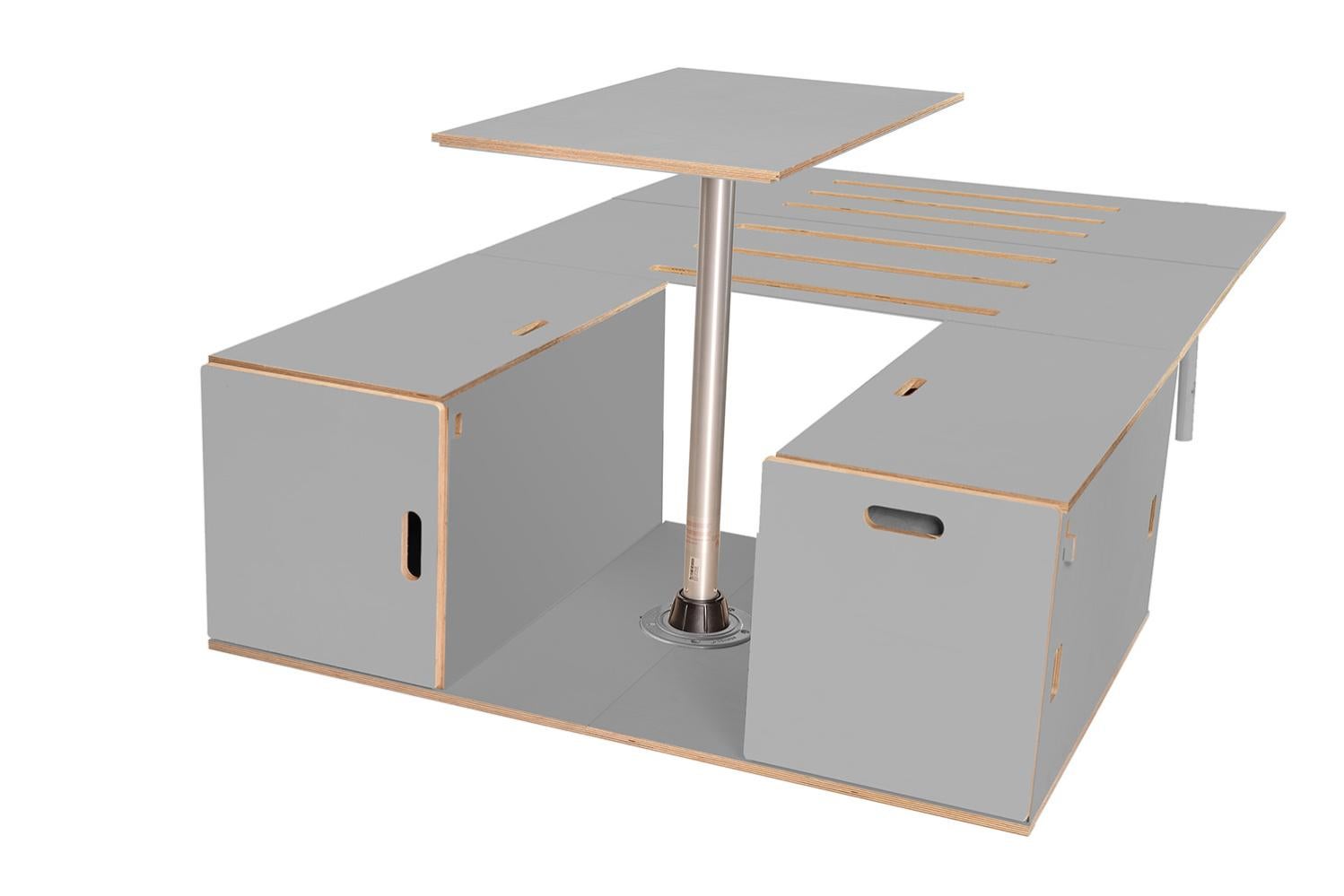 Kit camper Pirineos S en madera contrachapada con CPL gris (110x200x35