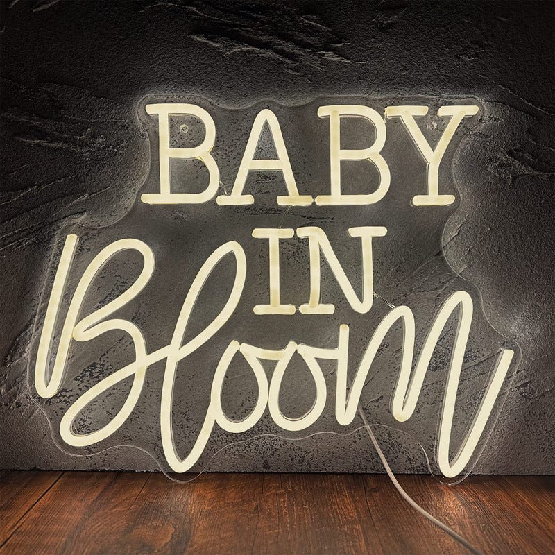 Lumineuses Enseignes au Néon Led Personnalisé, Enseigne au néon Baby In  Bloom pour décoration murale, panneau de bienvenue pour fête prénatale