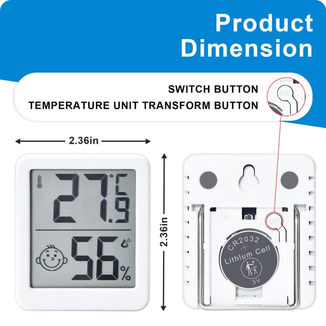 Haute précision Mini thermomètre d'hygromètre intérieur numérique, moniteur  de température et hygromètre, indicateur de niveau de confort thermo  hygromètre 4.3 * 4.2 * 1.