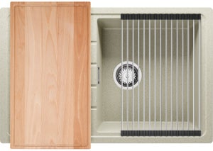 Lavello Cucina 38 x 50 cm, Lavandino Cucina in Granito 1 vasca + Sifone  Classico, Lavello Incasso Riga 40 XL di Primagran, Nero