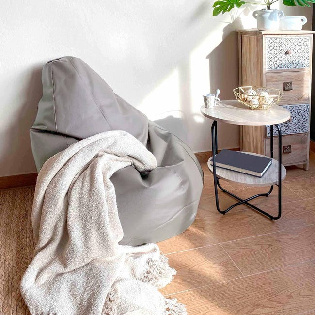 THE SECRET HOME - Puff Blanco con Relleno Incluido - Asiento Forma Pera  Tamaño L Polipiel - Sillón Cómodo Moldeable para Salón, Terraza o  Habitación