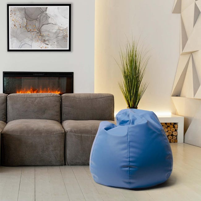 THE SECRET HOME - Puff Azul con Relleno Incluido - Asiento Forma Pera  Tamaño XL Polipiel - Sillón Cómodo Moldeable para Salón, Terraza o  Habitación