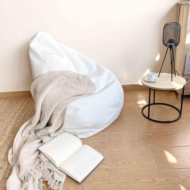 THE SECRET HOME - Puff Blanco con Relleno - Sillón Moldeable - Asiento de  Interior - Decoración para el Hogar Ideal para Habitación, Salón