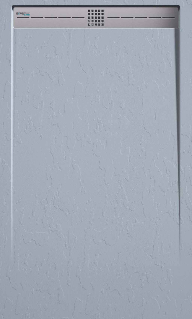Plato de ducha de resina lime, acabado pizarra antideslizante c-3 con capa de gel coat incluye válvula y rejilla inox -piedra110x70